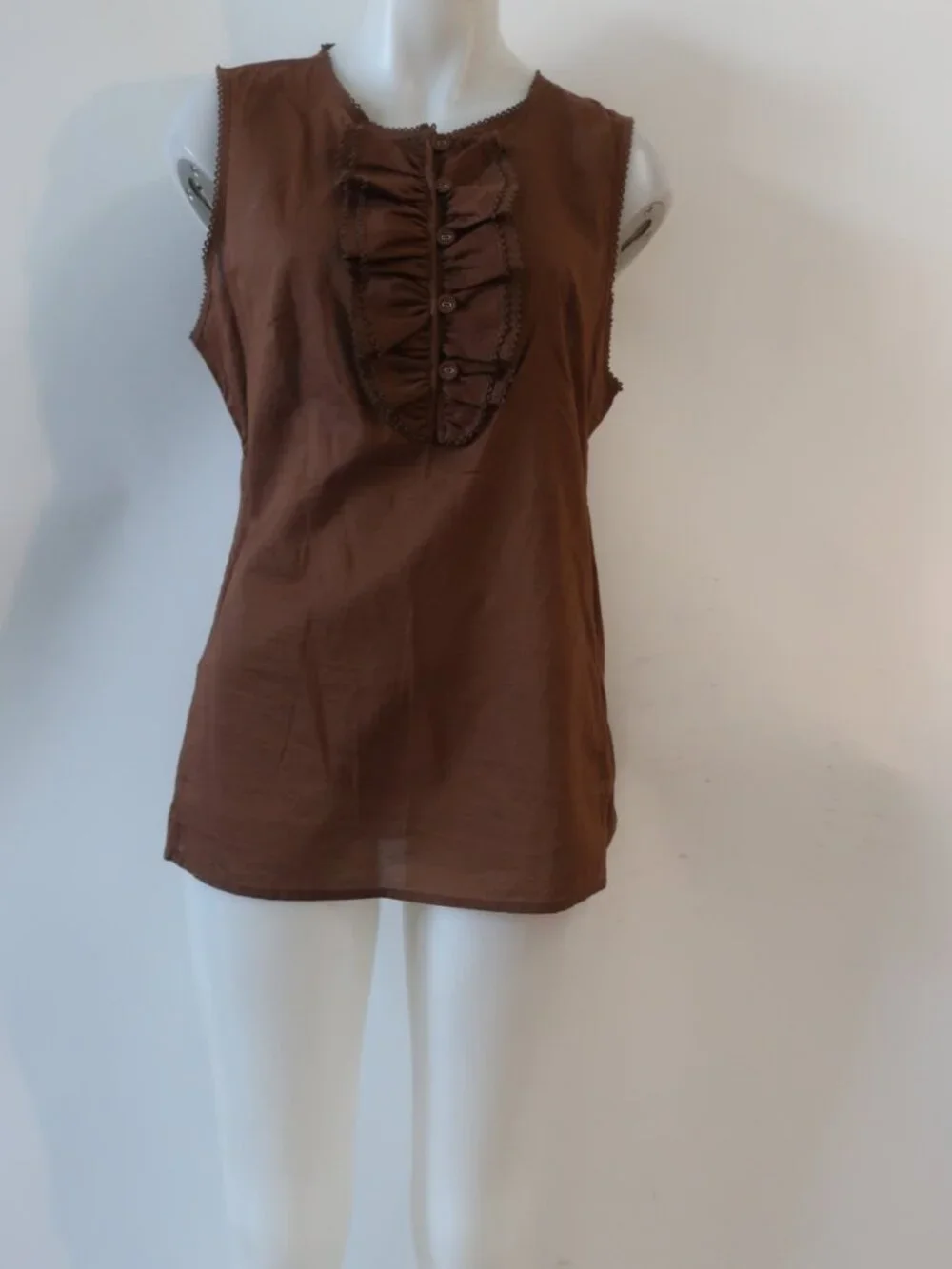 NWT Women Tori Burch Brown (Item- 17) Cotton Sleeveless Rachel Top 12